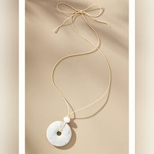 Frasier Sterling Long Boho Stone Pendant (Sold at Anthropologie), Cream - NEW!!